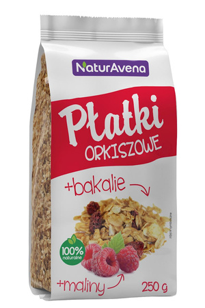 Płatki orkiszowe z Maliną i Bakaliami 200 g