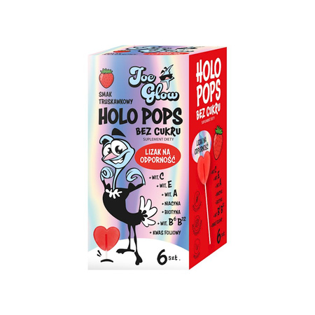 Lizak Serce Holo Pops o Smaku Truskawkowym Na Odporność Bez Cukru Bezglutenowy (6 Szt.) 3 (4 szt x 6 g)