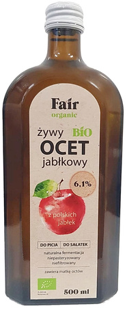 Ocet Jabłkowy 6,1 % Niefiltrowany Bio 500 ml (2 szt x 0,5 ml)