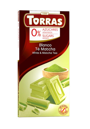 Czekolada Biała z Herbatą Matcha Bez Dodatku Cukru Bezglutenowa 75 g