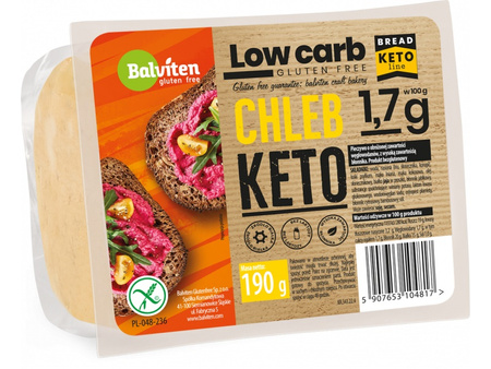 Keto Chleb Krojony o obniżonej ilości Węglowodanów Bezglutenowy 190 g