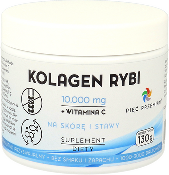Kolagen Rybi + Witamina C w Proszku Bezglutenowy 130 g