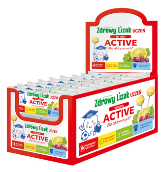 Lizak o Smaku Winogrono - Cytryna Dla Aktywnych Bez Cukru Bezglutenowy (40 szt x 6 g)