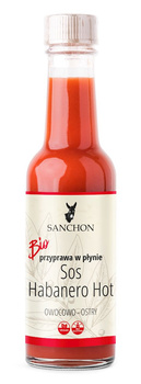 PRZYPRAWA W PŁYNIE HABANERO HOT WEGAŃSKA BEZGLUTENOWA BIO 140 ml - SANCHON