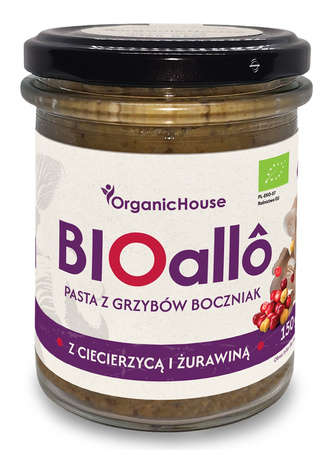 BIOALLO - PASTA z gRZYBÓW BOCZNIAK z CIECIERZYCĄ i ŻURAWINĄ BIO 180 g - oRGANICHOUSE