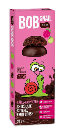 Przekąska Choco Jabłko - Malina w Czekoladzie Ciemnej Belgijskiej Bez Dodatku Cukrów Bezglutenowa (6 szt x 30 g)