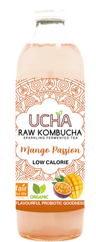 Kombucha z Mango i Marakują Niska Zawartość Cukrów Fair For Life BIO (3 szt x 350 ml)