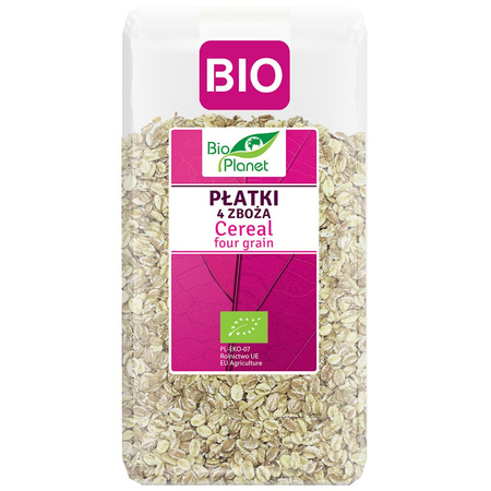 Płatki 4 Zboża (Orkisz, Owies, Jęczmień, Żyto) BIO (3 szt x 600 g)