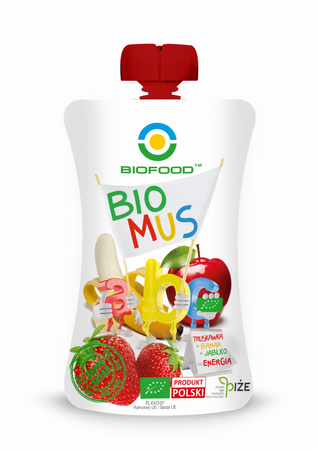 Mus Truskawkowo - Bananowo - Jabłkowy Bezglutenowy BIO 90 g