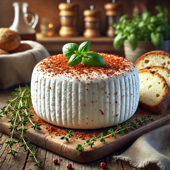 Świeży ser kozi dojrzewający z czubrycą czerwoną (300 g)