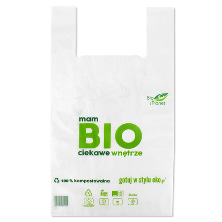 Reklamówka Kompostowalna z Logo BIO Planet (60 cm x 35 cm x 8,5 cm) (100 szt x 1 g)
