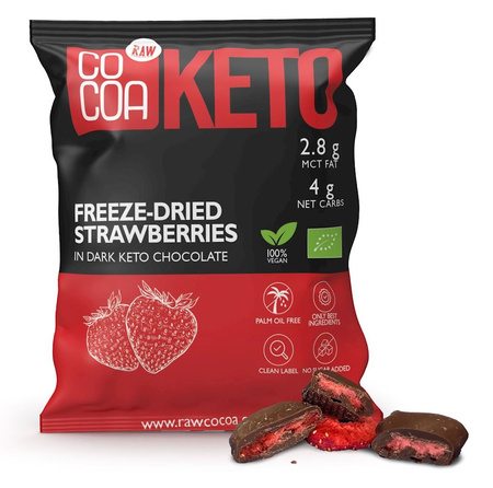 Truskawki w Czekoladzie Ciemnej Bez Dodatku Cukrów Keto BIO (2 szt x 40 g)