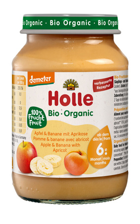 Jabłko - Banan - Morela Bez Dodatku Cukrów Bezglutenowe Od 6 Miesiąca Demeter BIO  (Słoik) (4 szt x 190 g)