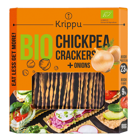 Krakersy Proteinowe z Ciecierzycy z Cebulą BIO (4 szt x 80 g)