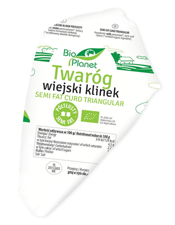 Twaróg Wiejski Klinek Półtłusty BIO (Około 0,25 kg)