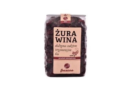 ŻURAWINA SŁODZONA CUKREM TRZCINOWYM BIO (400 g)