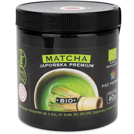 Herbata Zielona Matcha Bezglutenowa BIO 60 g