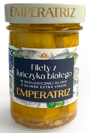 Tuńczyk Biały Filety Msc w BIO Oliwie z Oliwek Extra Virgin 180 g (120 g) (Słoik)