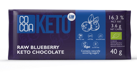 Czekolada Z Jagodami I Olejem Mct Bez Dodatku Cukrów Bezglutenowa Keto Bio (2 szt x 40 g)