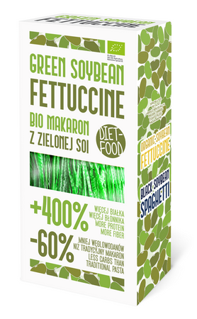 Makaron Proteinowy (Z Soi Zielonej) Fettuccine Bezglutenowy BIO  - Diet (2 szt x 200 g)