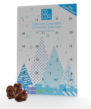 Kalendarz Adwentowy z Czekolady Kokosowej Bez Dodatku Cukrów BIO 180 g