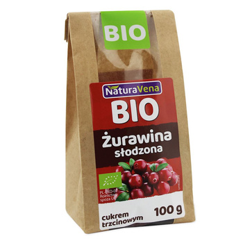 Żurawina Słodzona Cukrem Trzcinowym BIO 100 g