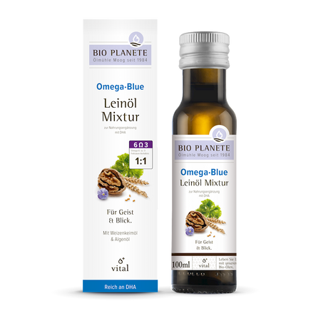 Omega Blue - Mieszanka z Olejem Lnianym (Orzechy Włoskie, Algi Morskie) BIO 100 ml