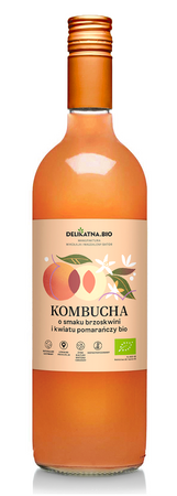 Kombucha o Smaku Brzoskwini i Kwiatu Pomarańczy BIO 750 ml