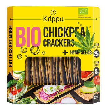 Krakersy Proteinowe z Ciecierzycy z Nasionami Konopi BIO (4 szt x 80 g)