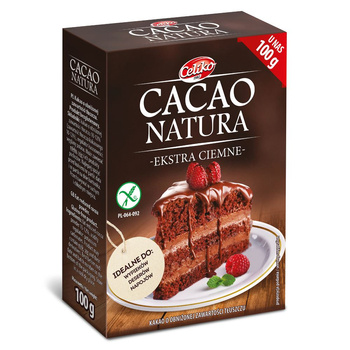 Kakao w Proszku o Obniżonej Zawartości Tłuszczu Ekstra Ciemne Bezglutenowe 100 g