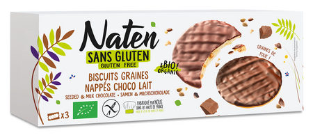 Ciastka z Nasionami Oblane Czekoladą Mleczną Bezglutenowe BIO 150 g